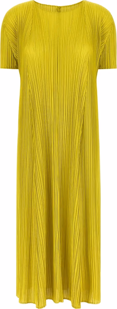 PLEATS PLEASE ISSEY MIYAKE Bicolor Polyester Midi Dress