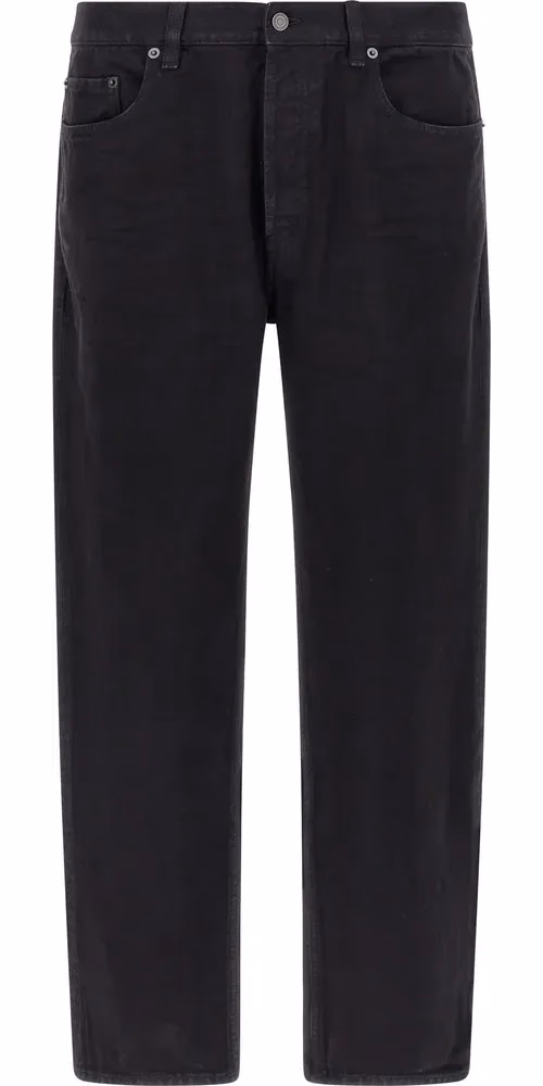 Saint Laurent Black Cotton Straight-Leg Jeans