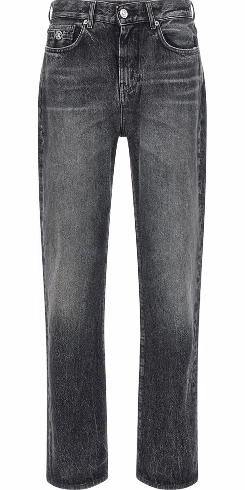 Versace Gray Cotton Straight-Leg Jeans