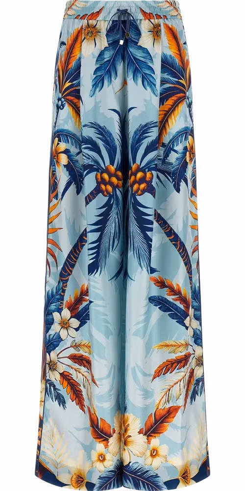F.R.S. - FOR RESTLESS SLEEPERS Blue Silk Casual Pants