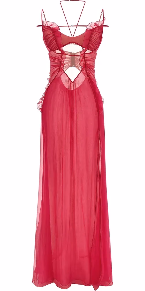 Nensi Dojaka Fuchsia Silk Long Dress