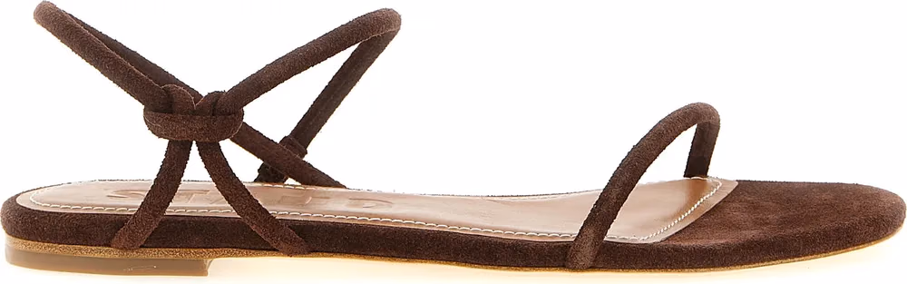 Staud Brown Cowhide Flat Sandals
