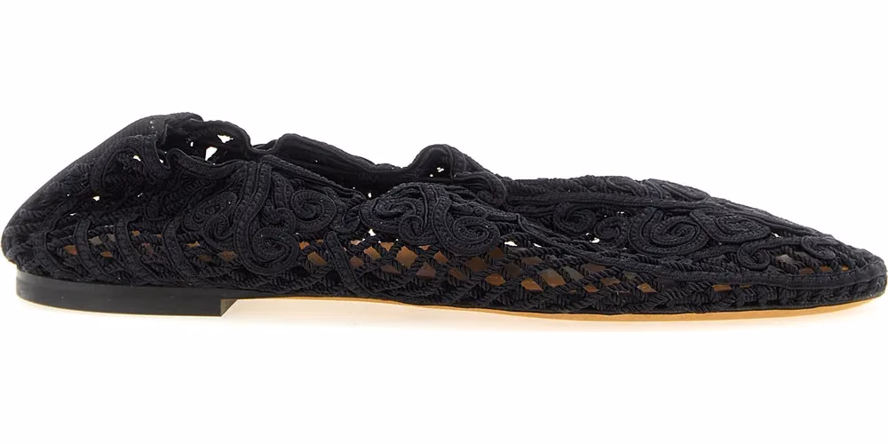 ODISSI Black Polyester Ballet Flats