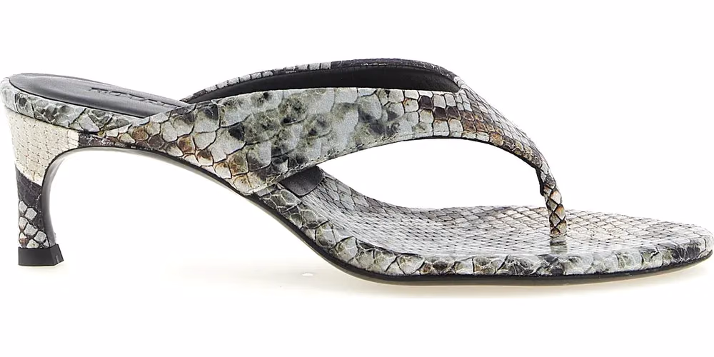 ROTATE BIRGER CHRISTENSEN Gray Calfskin Flip-Flop Sandals