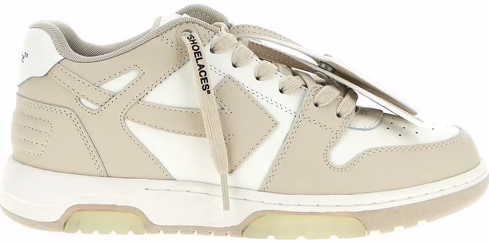 Off-White Beige Calfskin Low Top Sneakers