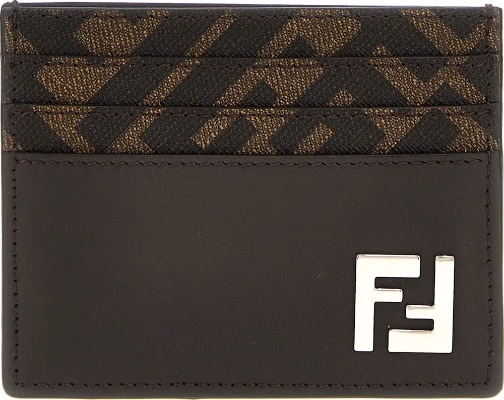 Fendi Brown Calf Leather Bos Taurus Cardholder