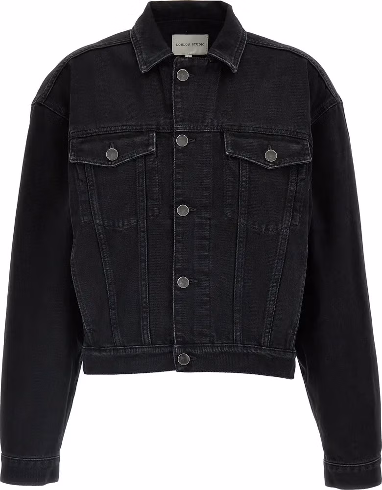Loulou De Saison Black Organic Cotton Denim Jacket