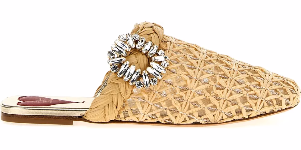 Roger Vivier Beige Raffia Mules