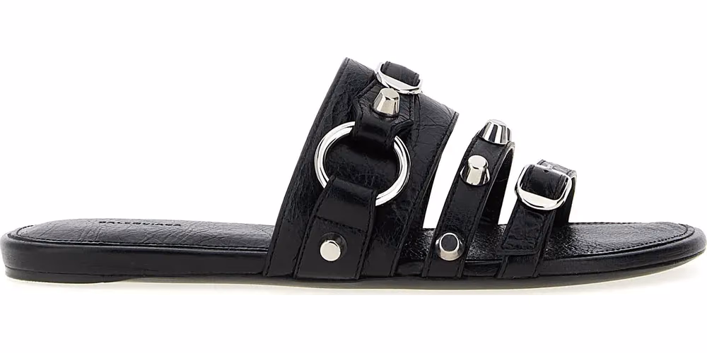 Balenciaga Black Lamb Leather Slides