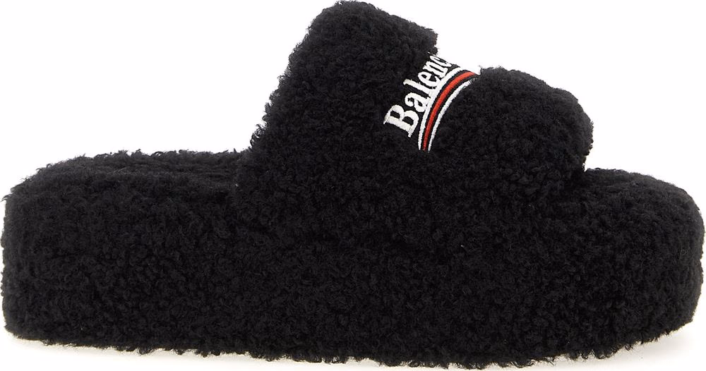 Balenciaga Black Polyester Slides