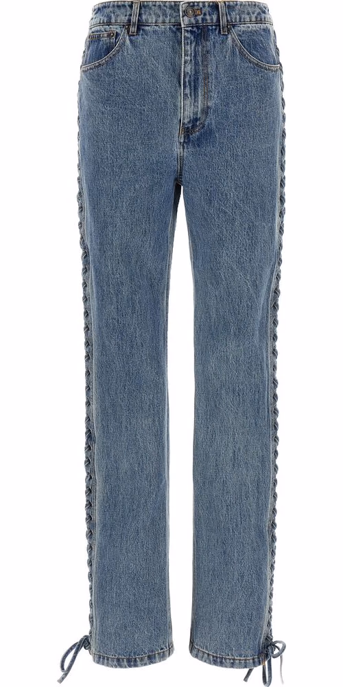 ROTATE BIRGER CHRISTENSEN Blue Cotton Straight-Leg Jeans
