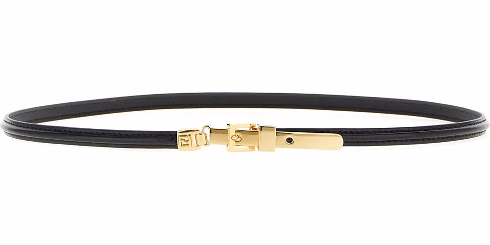 Fendi Black Calfskin Thin Belt