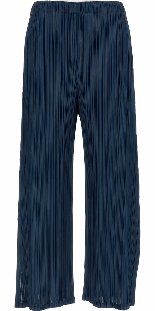 PLEATS PLEASE ISSEY MIYAKE Blue Polyester Casual Pants
