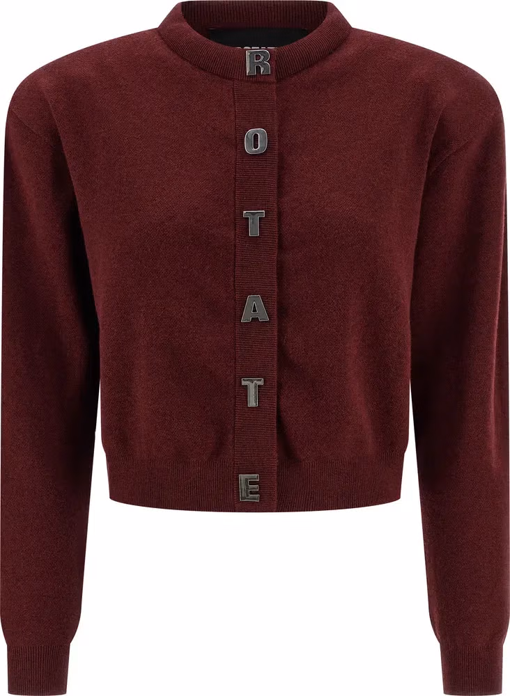 ROTATE BIRGER CHRISTENSEN Bordeaux Cotton Cardigan