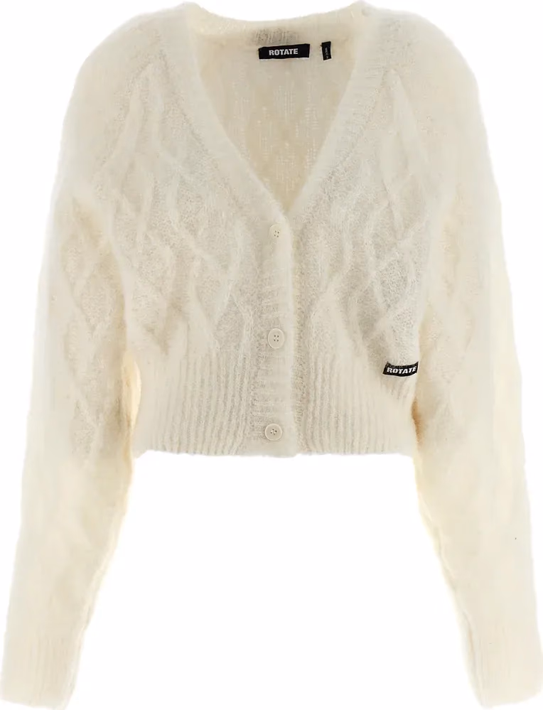 ROTATE BIRGER CHRISTENSEN White Alpaca Leather Cardigan