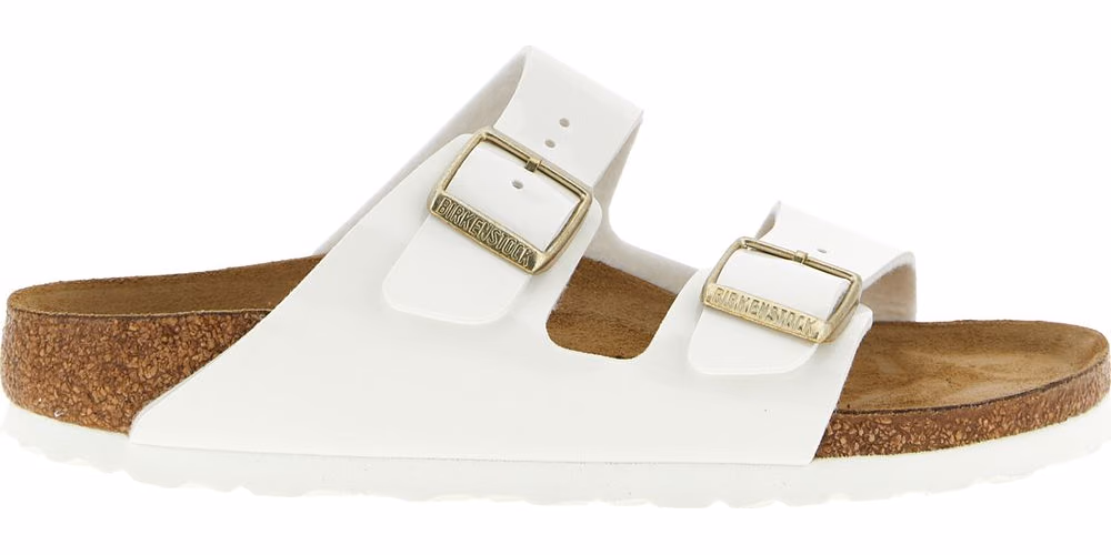 Birkenstock White Artificial Leather Slides