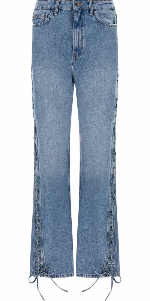 ROTATE BIRGER CHRISTENSEN Blue Cotton Straight-Leg Jeans