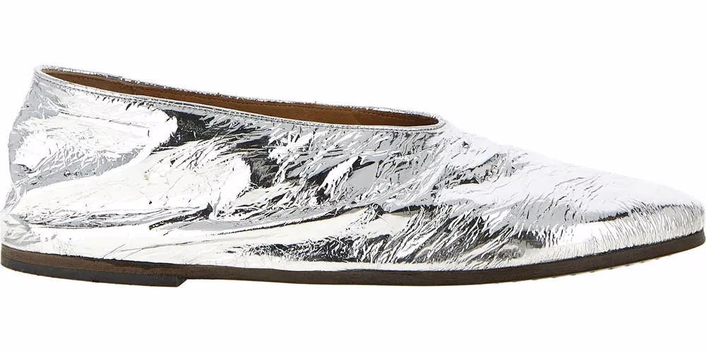 Marsell Silver Calfskin Ballet Flats