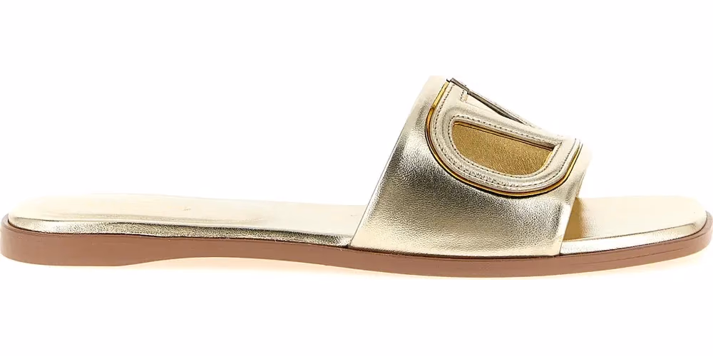 Valentino Garavani Gold Calfskin Slides
