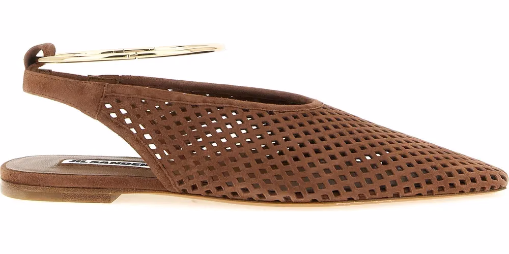 Jil Sander Brown Goatskin Ballet Flats