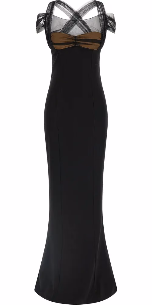 Nensi Dojaka Black Viscose Long Dress
