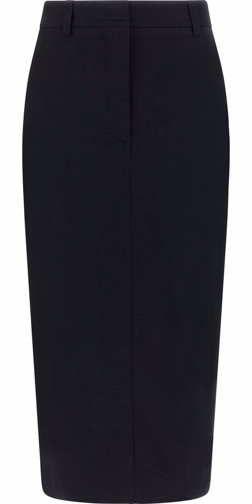 THELATEST Black Cotton Midi Skirt