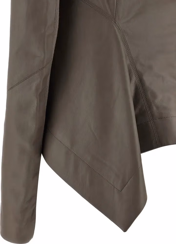 Rick Owens Gray Lamb Leather Leather Jacket