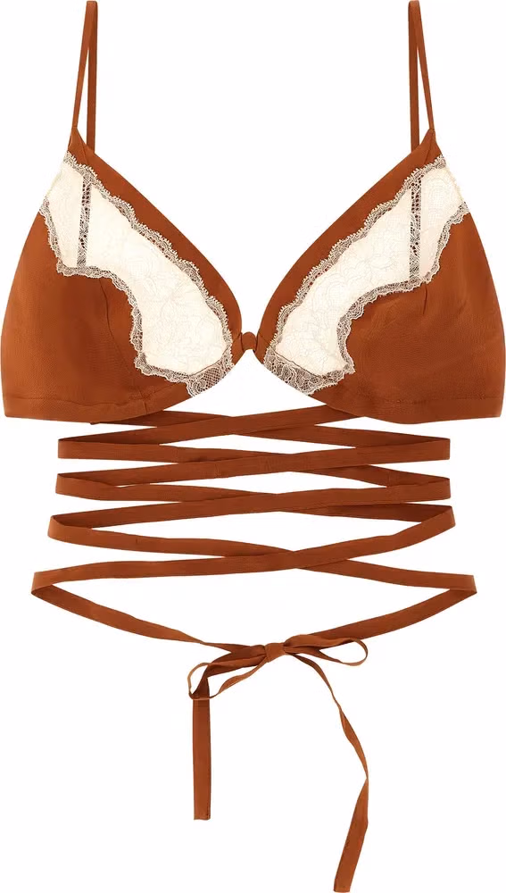MAISON JEJIA Brown Silk Bra