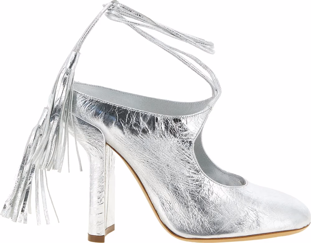 Dries Van Noten Silver Lamb Leather High Heel Pumps