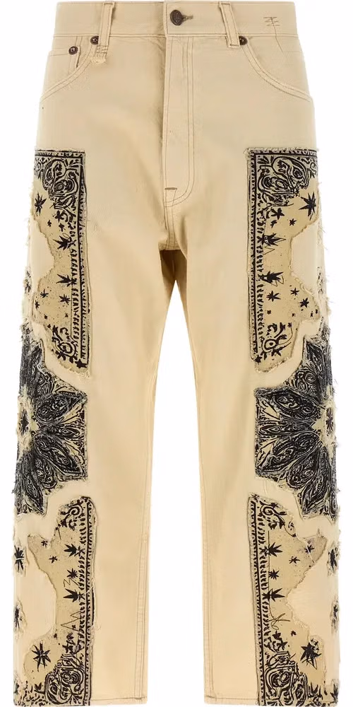 R13 Beige Cotton Straight-Leg Jeans