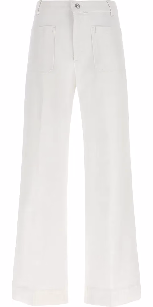 Victoria Beckham White Cotton Flared Jeans