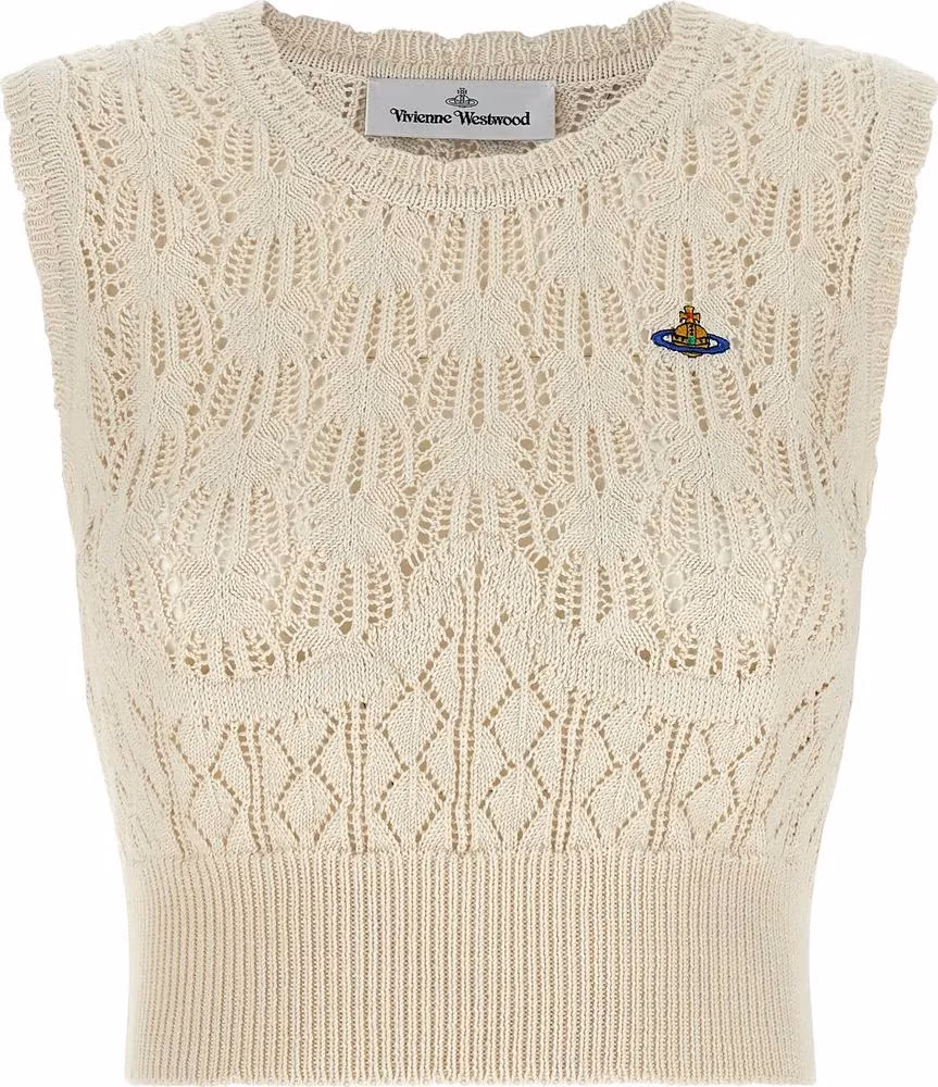 Vivienne Westwood Beige Cotton Sleeveles T-Shirt