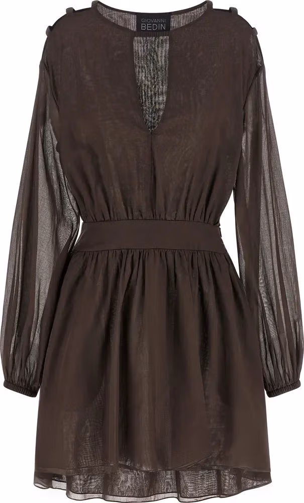 Giovanni Bedin Brown Cotton Short Dress