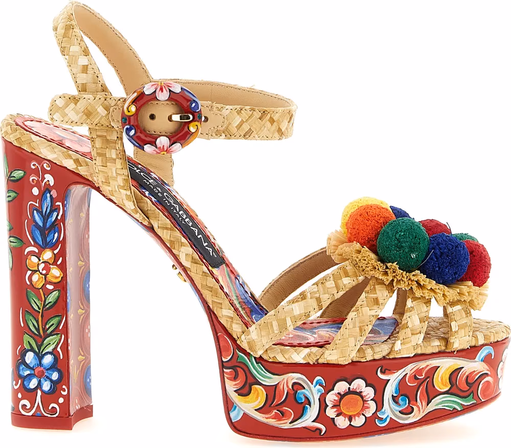 Dolce & Gabbana Multicolor Viscose Stiletto Heel Sandals