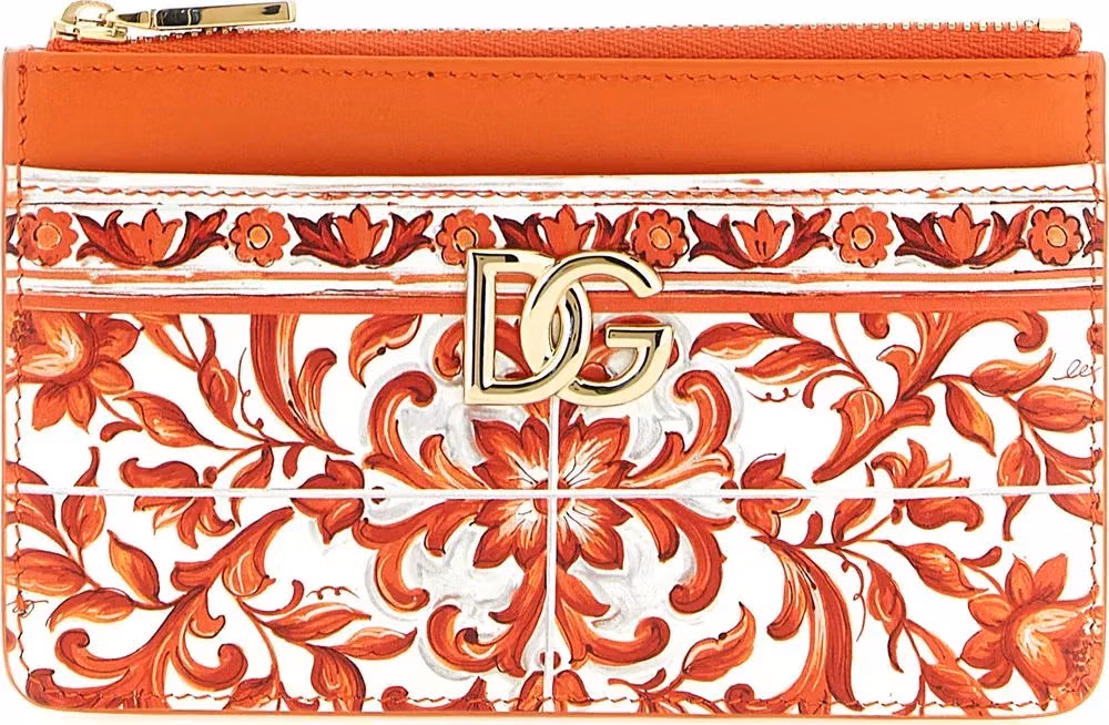 Dolce & Gabbana Orange Calfskin Cardholder