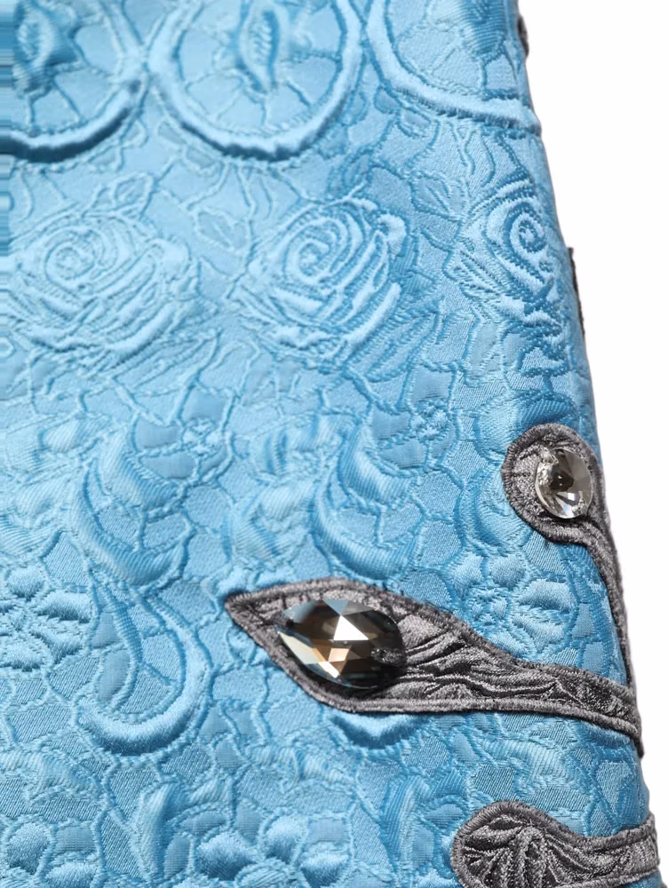 Dolce & Gabbana Blue Jacquard Embroidered A-line Midi Skirt