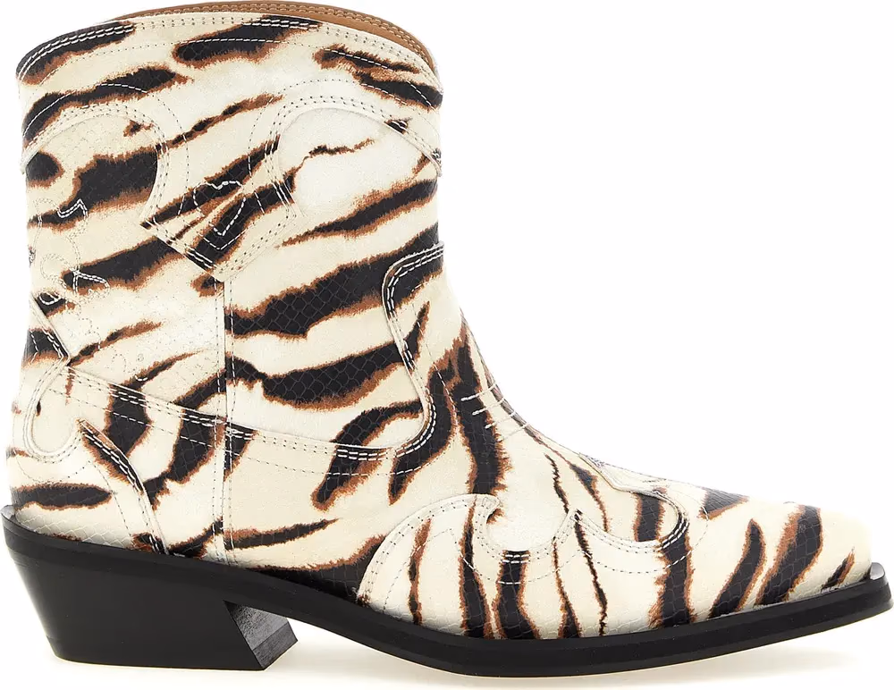 Ganni Beige Polyester Chelsea Boots