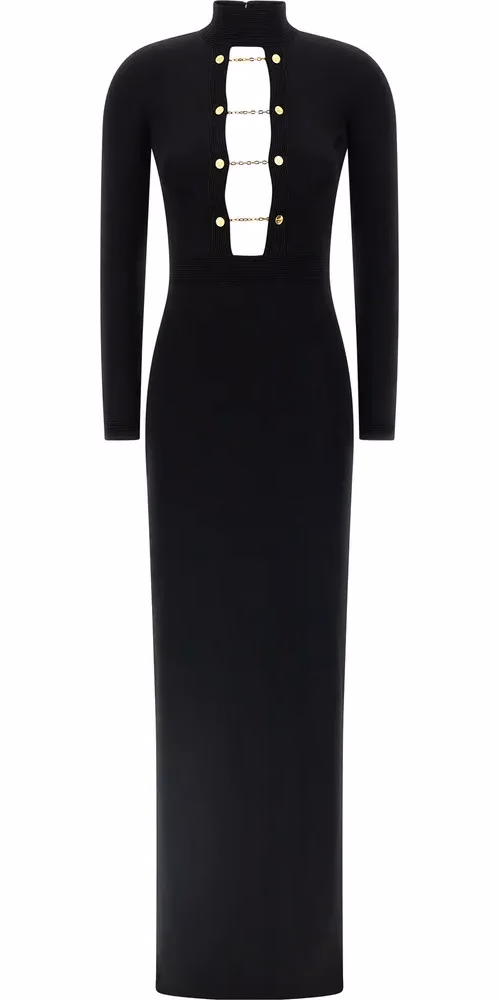 Elisabetta Franchi Black Viscose Long Dress