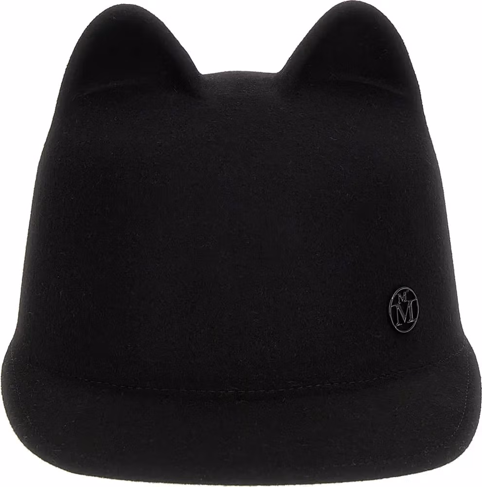 Maison Michel Black Rabbit Fur Cap (Baseball Hat)