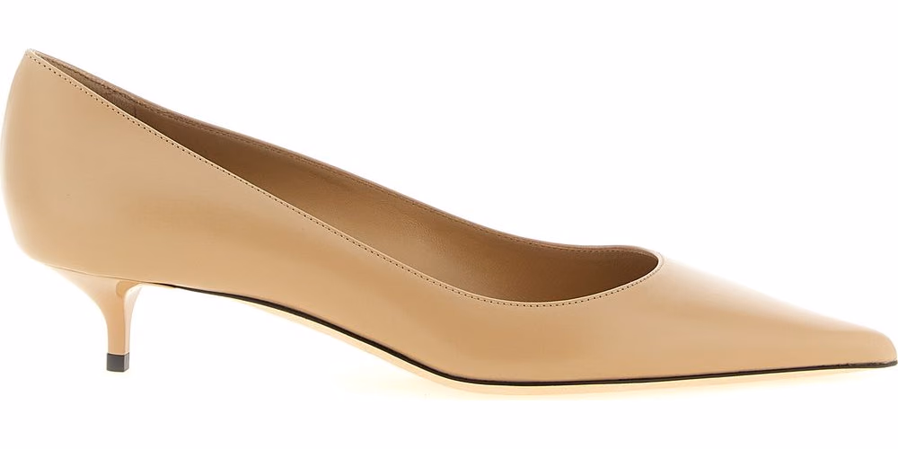 Jimmy Choo Beige Leather Mid Heel Pumps