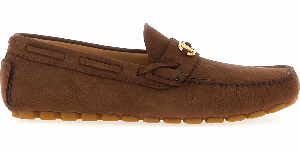 Valentino Garavani Brown Calfskin Slip-On Loafers