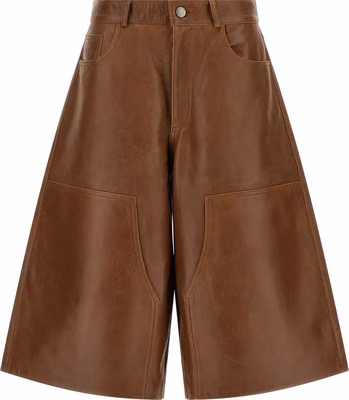 Brown Lambskin Bermuda Shorts