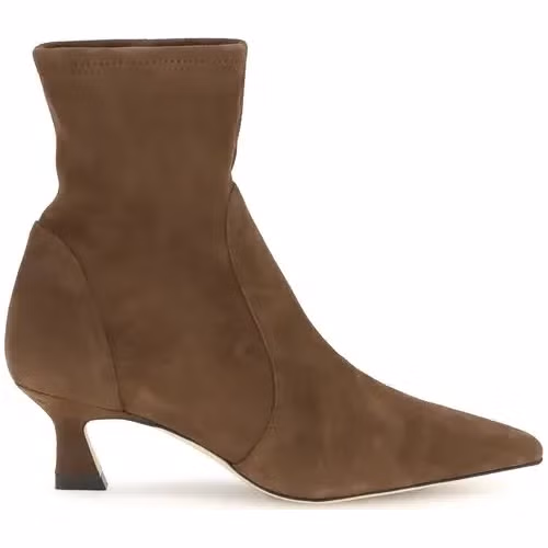 Stuart Weitzman Brown Calf Leather Bos Taurus Ankle Boots