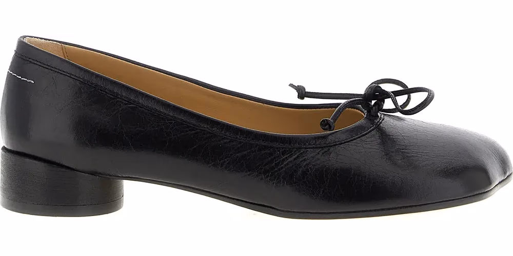 MM6 Maison Margiela Black Calfskin Mid Heel Pumps