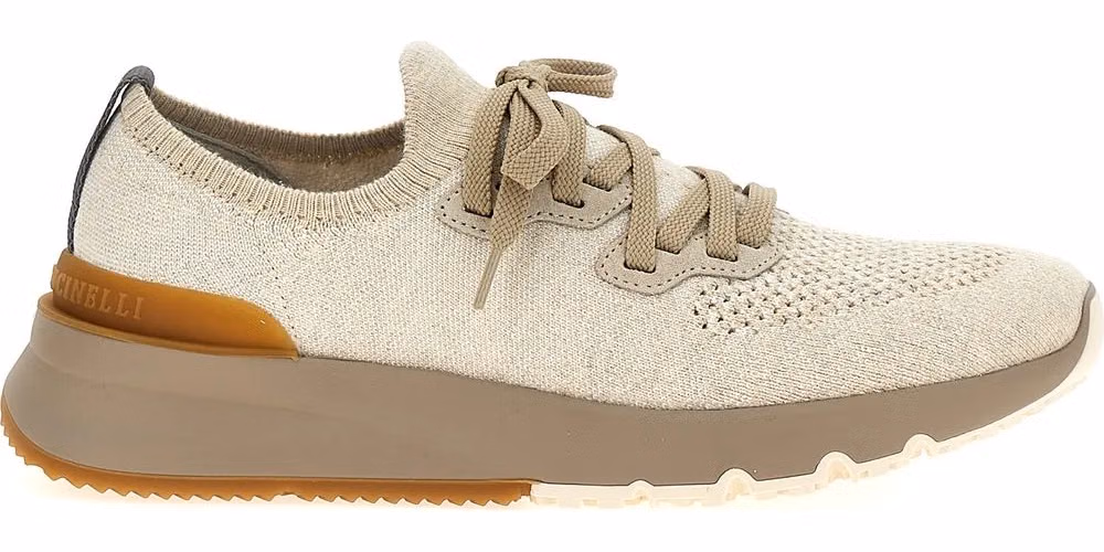 Brunello Cucinelli Beige Cotton Low Top Sneakers