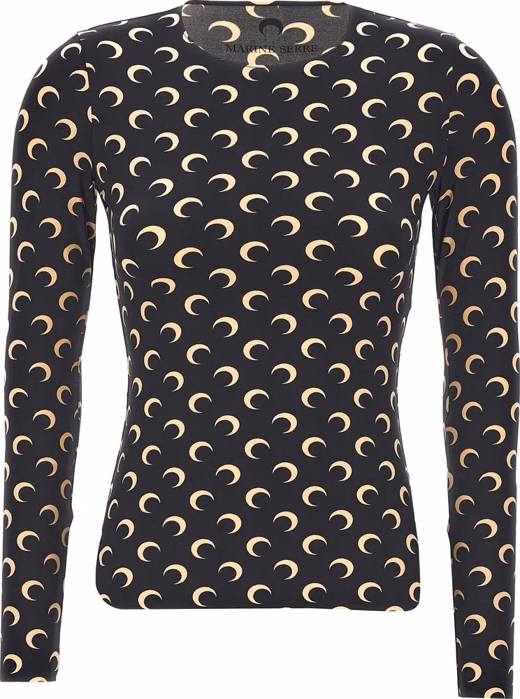 Marine Serre Black Polyamide Long Sleeve T-Shirt