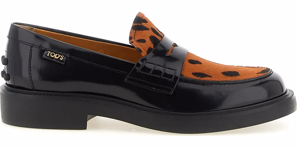 Tod's Black Calfskin Slip-On Loafers