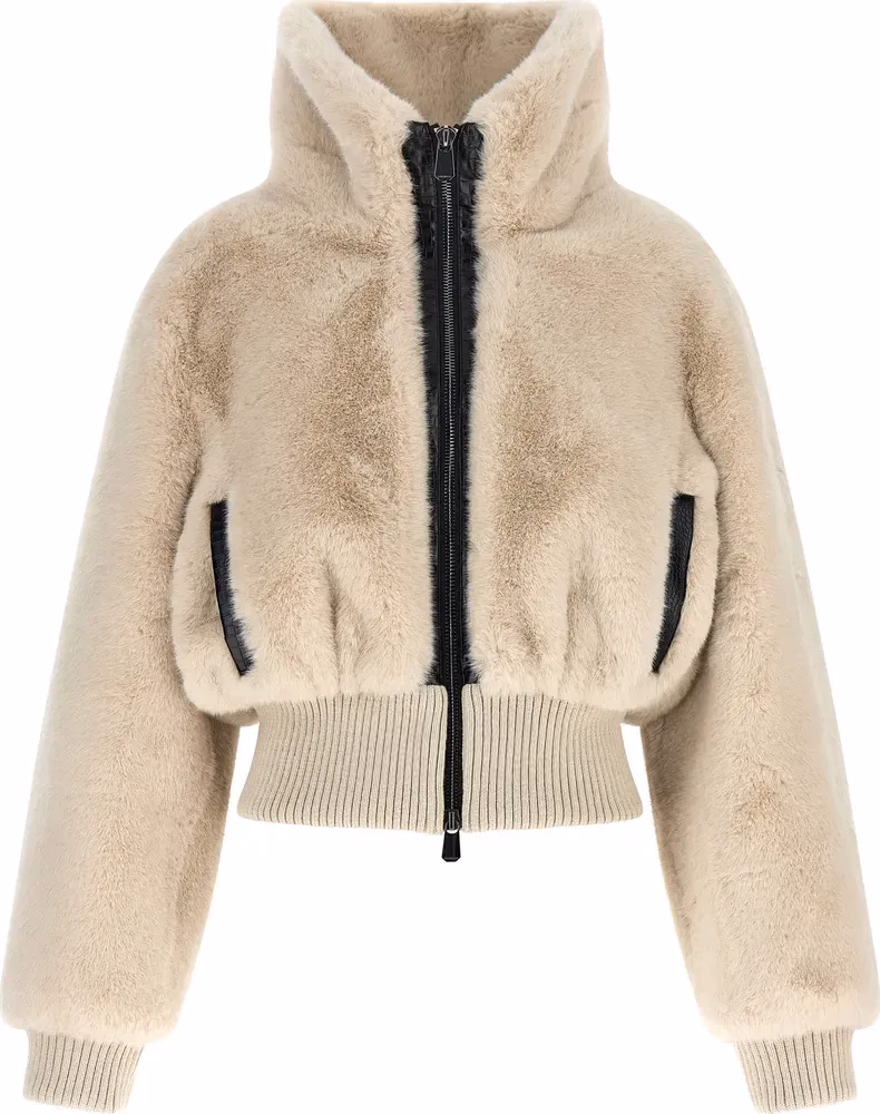 PINKO Beige Polyester Full-Length Jacket