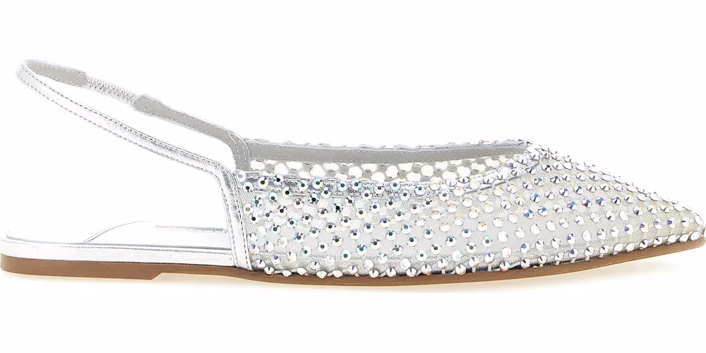 LE SILLA Silver Polyester Ballet Flats