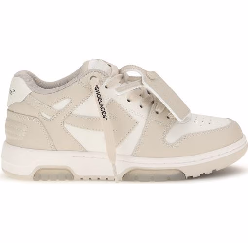 Off-White Beige Calf Leather Bos Taurus Low Top Sneakers